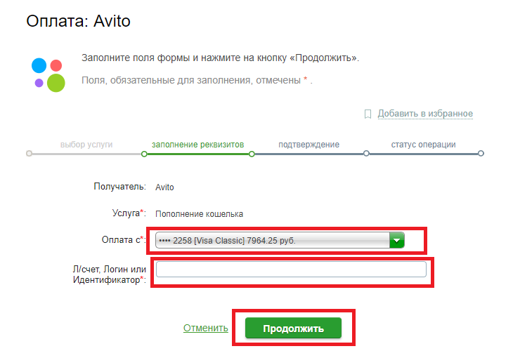 Особенности пополнения кошельков на Avito с помощью Сбербанка-онлайн